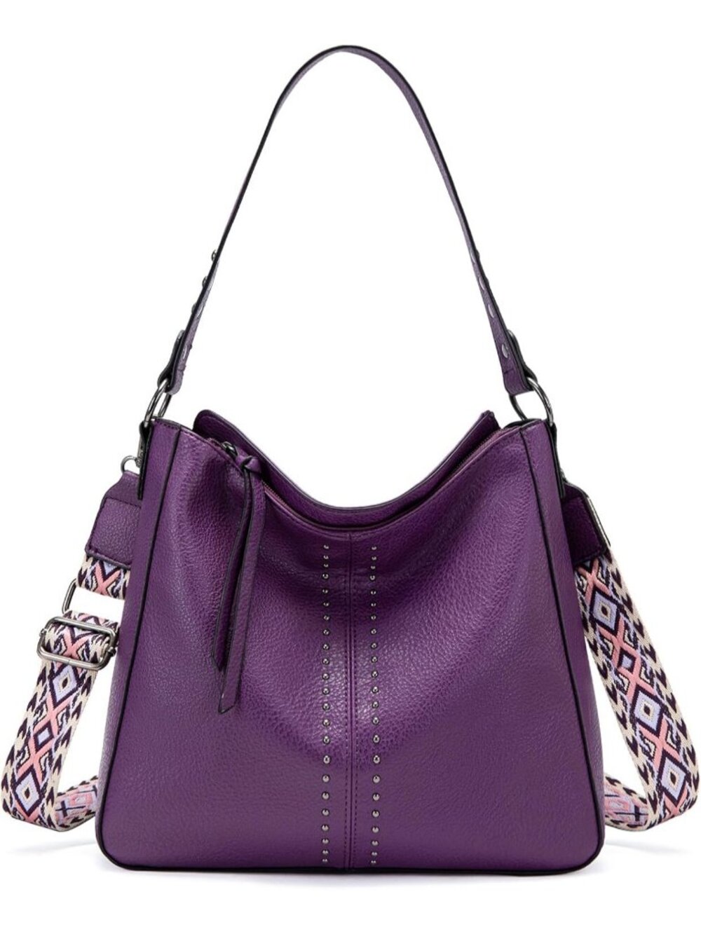 Women's Guitar Purple Hobo Bucket Bag Top Handle Satchel Shoulder Purse Handbag